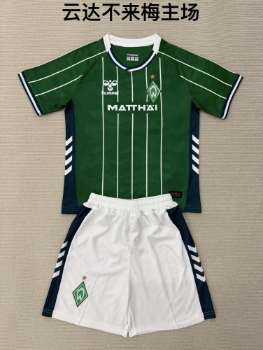 Kids 2025/26 SV Werder Bremen Home Green Kids/Youth Soccer Uniform-208