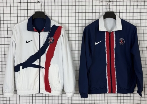 Double-sided 2025-26 Paris SG Blue & White Windbreaker Hoodies Top-510