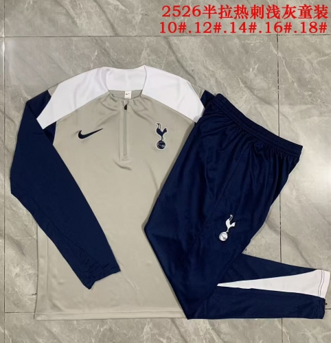 Kids 2025/26 Tottenham Hotspur Gray Kids/Youth Soccer Tracksuit Uniform-815