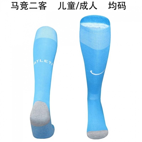 2025/26 Atlético Madrid 2nd Away Blue Adult/Kids Thailand Soccer Socks