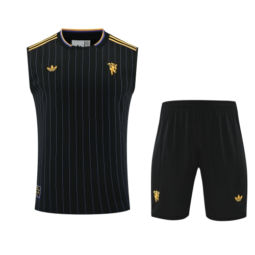 2025/26 Manchester United Black Thailand Soccer Training Vest Suit-418