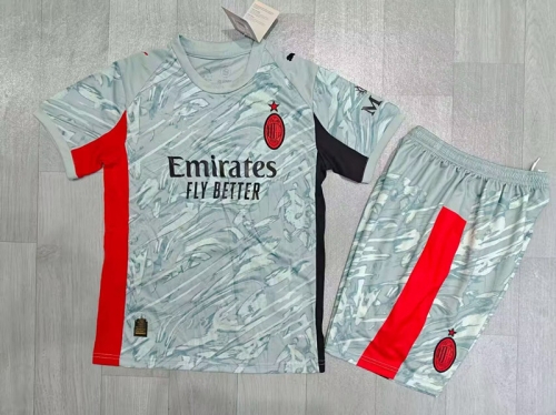 Kids 2025/26 AC Milan Goalkeeper Gray Kids/Youth Soccer Uniform-2149