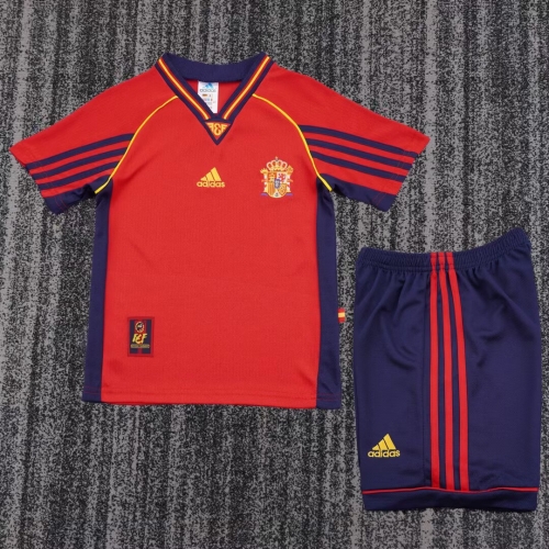 Kids 98 Retro Spain Home Red Kids/Youth Soccer Uniform-811