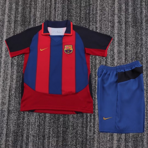 Kids 03/04 Retro Version Barcelona Home Blue & Red Kids/Youth Soccer Uniform-811