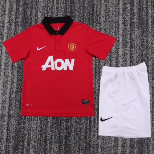 kids 13-14 Retro Version Manited United Home Red Youth/kids Soccer Uniform-811