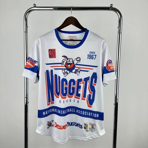 26 Models #MN Retro Version NBA Denver Nuggets White T-Shirts-311