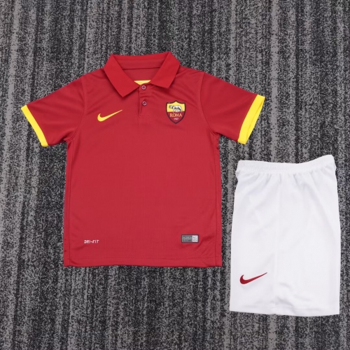Kids 14-15 Retro Version AS Roma Home Red Kids/Youth Soccer Uniform-811