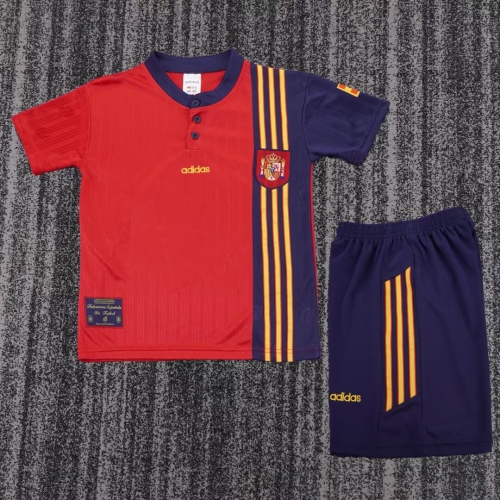 Kids 96 Retro Spain Home Red Kids/Youth Soccer Uniform-811