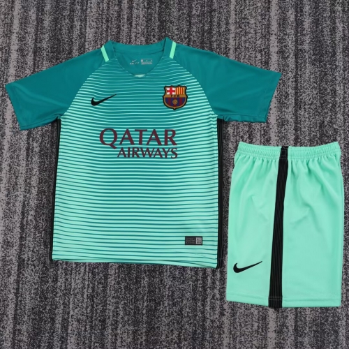 Kids 16/17 Retro Version Barcelona 2nd Away Green Kids/Youth Soccer Uniform-811
