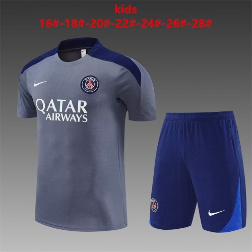 Kids 2025/26 Paris SG Gray Shorts-Sleeve Thailand Kids/Youth Soccer Uniform-801