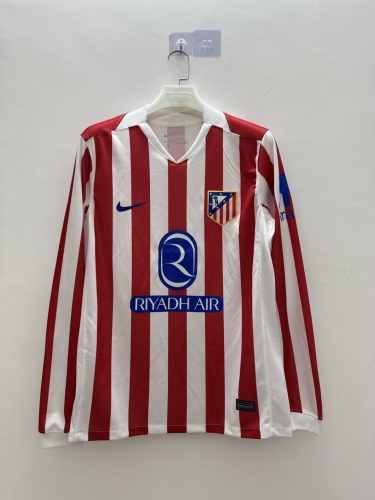 2025/26 Atlético Madrid Home White & Red LS Thailand Soccer Jersey AAA-410