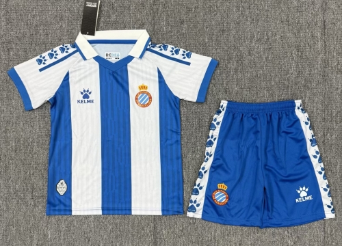 Kids 2025/26 RCD Espanyol Home White & Blue Kids/Youth Soccer Uniform-522