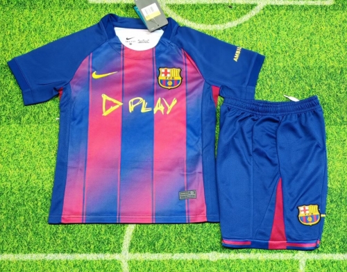 Kids 2025/26 Jointed Version Barcelona Home Red & Blue Kids/Youth Soccer Uniform-516/123/507