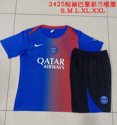 2025/26 Paris SG CaiBlue Shorts-Sleeve Thailand Soccer Uniform-815