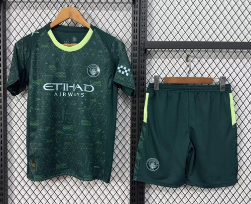 Kids 25/26 Club World Cup Manchester City 3nd Away Green Kids/Youth Soccer Uniform-530/123