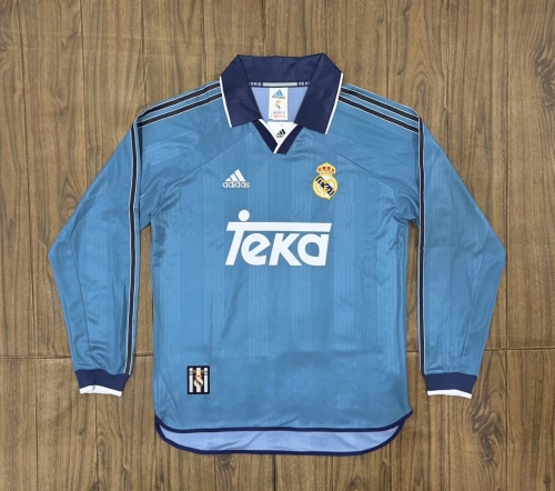 99/00 Retro Real Madrid 2nd Away Blue LS Thailand Soccer Jersey AAA-601