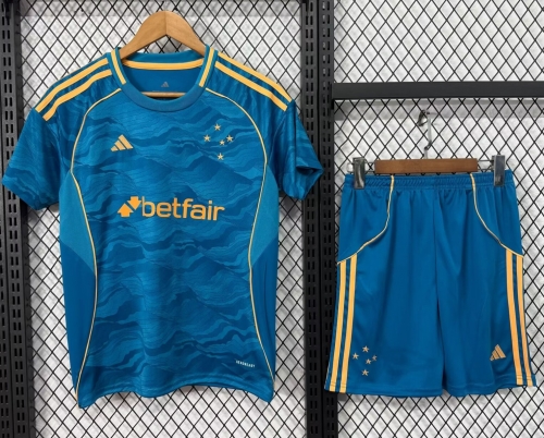Kids 2025/26 Cruzeiro EC 2nd Away Blue Kids/Youth Soccer Uniform-530
