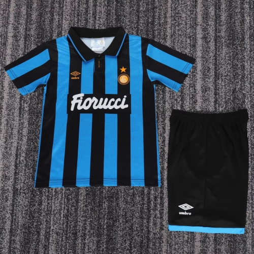 Kids 92/94 Retro Version Inter Milan Home Blue & Black Kids/Youth Soccer Uniform-811