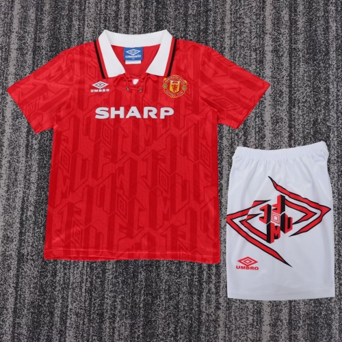 kids 92-94 Retro Version Manited United Home Red Youth/kids Soccer Uniform-1040/811
