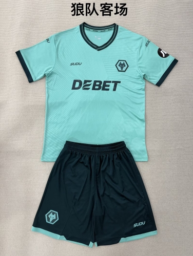 Kids 2025/26 Wolverhampton Wanderers Away Green Kids/Youth Soccer Uniform-208