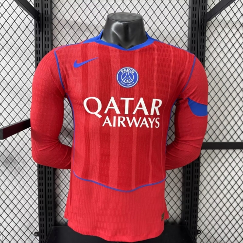 Player Version 2025/26 Paris SG 2nd Away Red LS Thailand Soccer Uniform Jersey AAA-XY