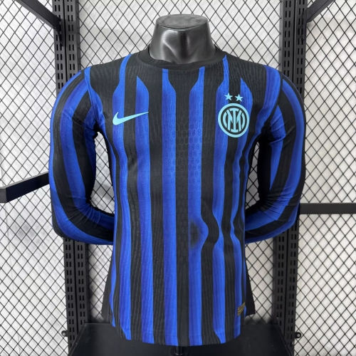 Player Version 2025/26 Inter Milan Home Blue & Black LS Thailand Soccer Jersey AAA-16/888