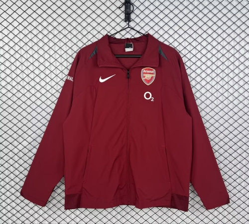 05-06 Retro Version Arsenal 2nd Away Red Windbreaker Hoodies Top-503