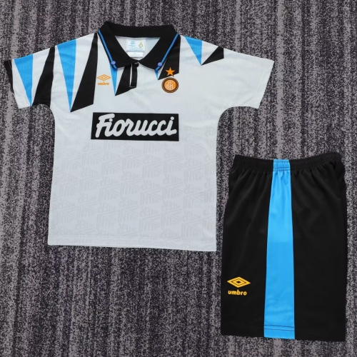 Kids 92/93 Retro Version Inter Milan Away White Kids/Youth Soccer Uniform-811