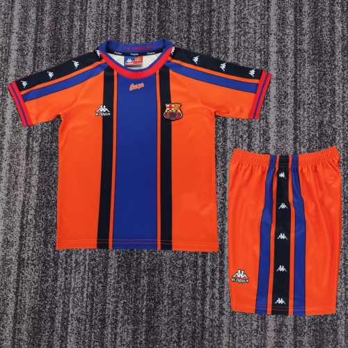 Kids 97/98 Retro Version Barcelona Orange & Blue Kids/Youth Soccer Uniform-811