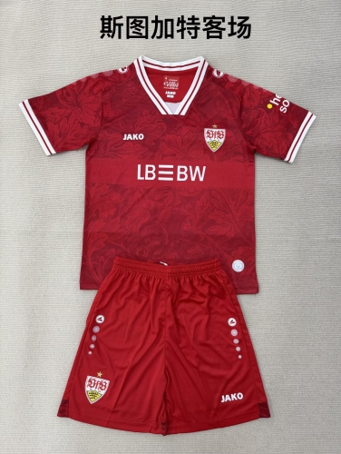 Kids 2025/26 VfB Stuttgart Away Red Kids/Youth Soccer Uniform-208
