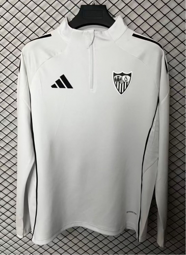 (Size S-2XL) 2025/26 Sevilla FC Gray White Thailand Soccer Tracksuit Top-95