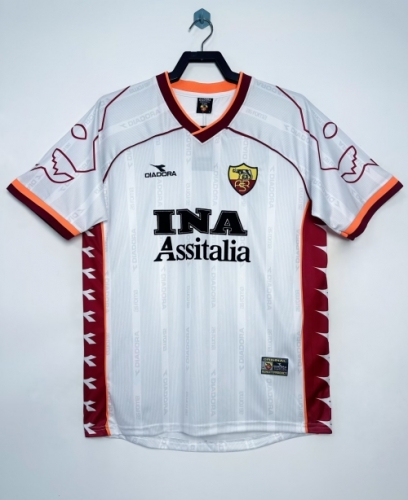 99-00 Retro Version AS Roma Away White Thailand Soccer Jersey AAA-811