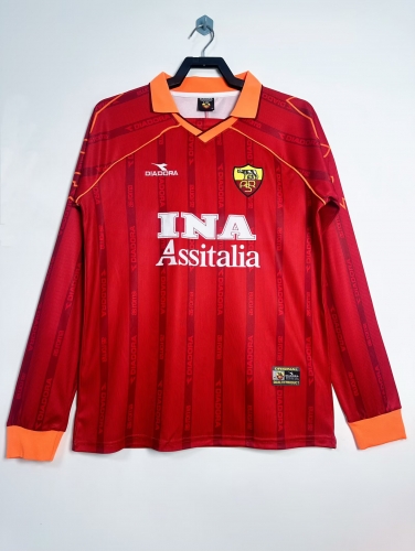 99/00 Retro Version AS Roma Home Red LS Thailand Soccer Jersey AAA-811