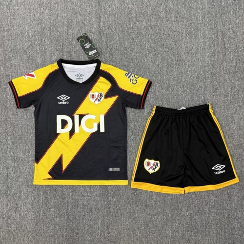 Kids 2025/26 Rayo Vallecano 2nd Away Black Kids/Youth Soccer Uniform-1040/522/208