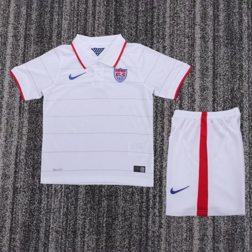 2014 Retro Version United State Home White Kids/Youth Soccer Uniform-811