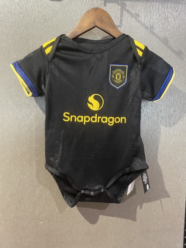 (Size 9-12) 2025/26 Manited United 2nd Away Black Baby Soccer Uniform-308
