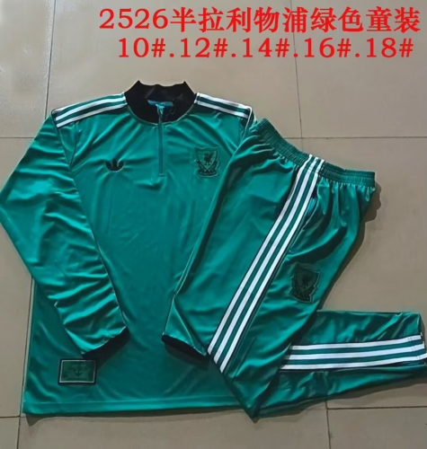 Kids 2025/26 Liverpool Green Kids/Youth Soccer Tracksuit Uniform-815
