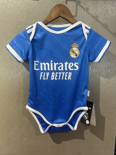 (Size 9/12) 2025/26 Real Madrid 2nd Away Blue Baby Soccer Uniform-308