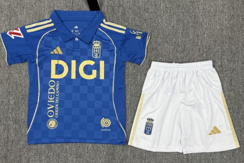 Kids 2025/26 Real Oviedo Home Blue Kids/Youth Soccer Uniform-522/208