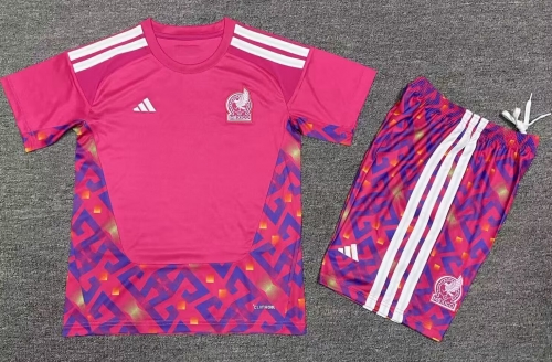Kids 2026/27 Mexico Goalkeeper Pink & Red Kids/Youth Soccer Uniform-123/40/530