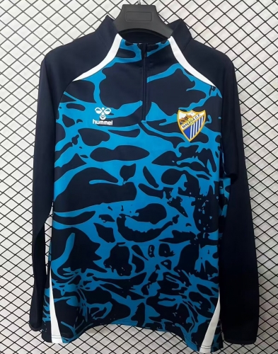 (Size S-2XL ) 2025/26 Málaga CF Blue & Black Thailand Soccer Tracksuit Top-95