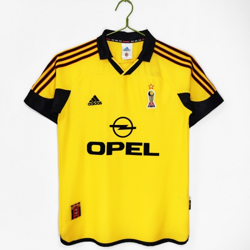 1999-00 Retro Version AC Milan Away Yellow Thailand Soccer Jersey AAA-2041/811/710
