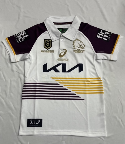(Size 16-26) Kids 2025 Champion Version Mustang White Thailand Rugby Training Shirts-805