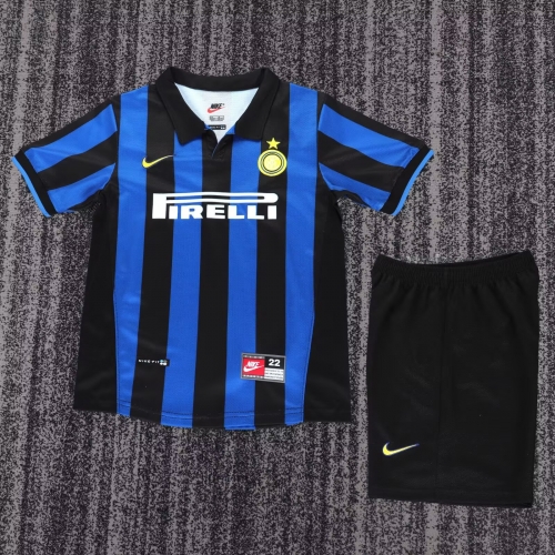 Kids 98/99 Retro Version Inter Milan Home Blue & Black Kids/Youth Soccer Uniform-811