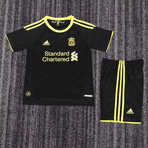 10/11 Retro Version Liverpool 2nd Away Black Youth/Kids Soccer Uniform-811