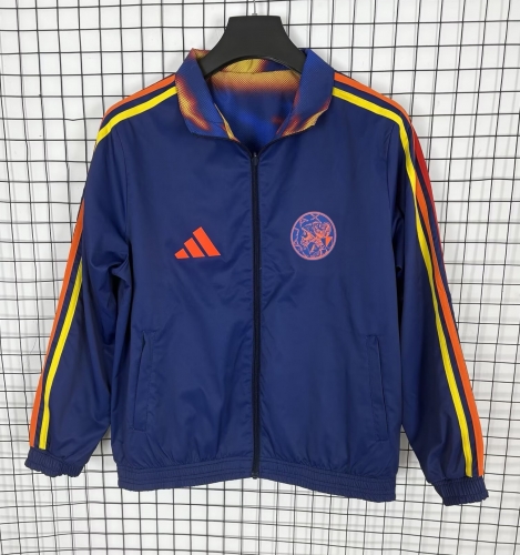 Double-sided 2025/26 Ajax Blue & Yellow Windbreaker Hoodies Top-510