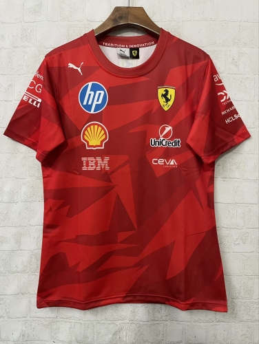 22025 Ferrar Red Round Collar Formula One Racing Shirts-805