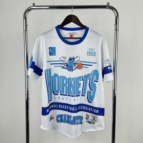 26 Models #MN Retro Version NBA Charlotte Hornets White T-Shirts-311
