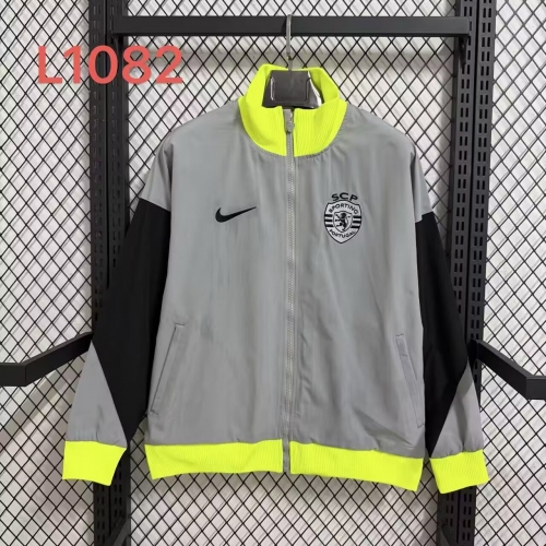 2025/26 Sporting Lisbon Gray Windbreaker Hoodies Top-47