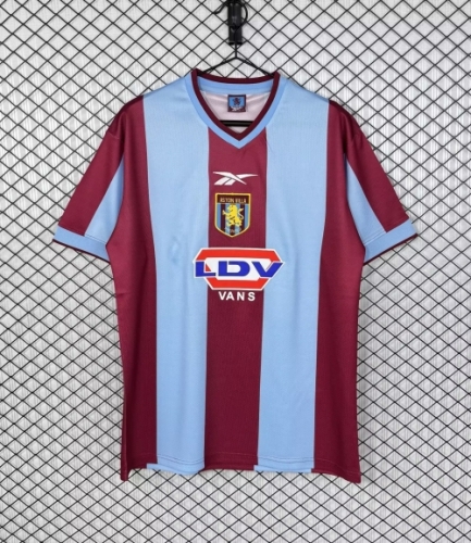 99/00 Retro Version Aston Villa Home Red & Blue Thailand Soccer Jersey AAA-503